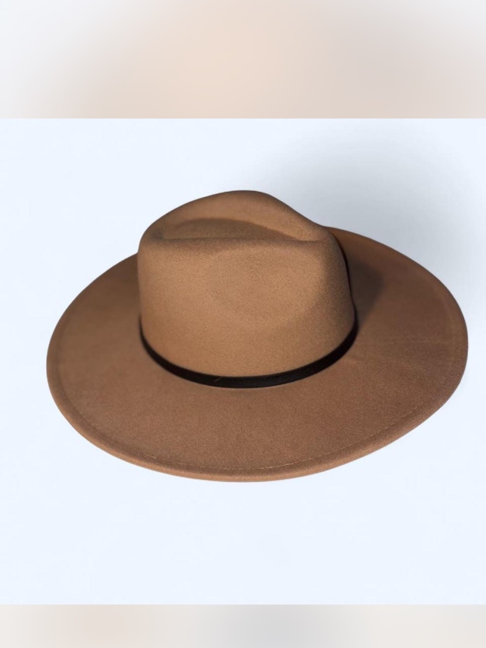 H&M Brown Wide-Brim Fedora Hat with Black Band